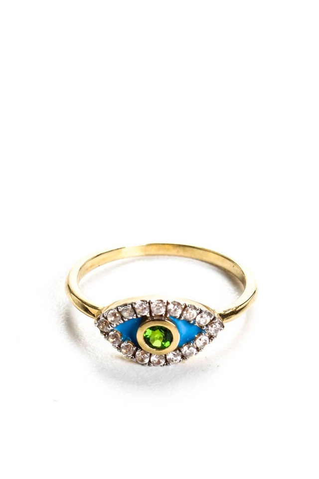 Anillo sin cordones de topacio joya de vidrio azul granate verde plata esterlina rarezas para mujer Foto 2 de 4