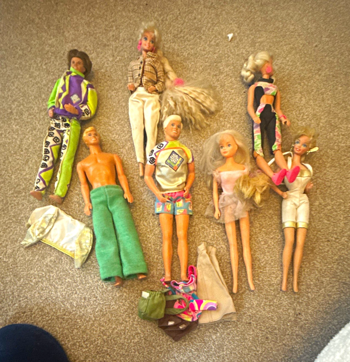Lote de 11 piezas de muñecas de moda vintage Barbie y Ken 290 mm trajes rubios ojos azules