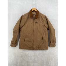 Wrangler Canvas Work Jacket Mens Size M Brown Quilted Lined Corduroy Collar Zip