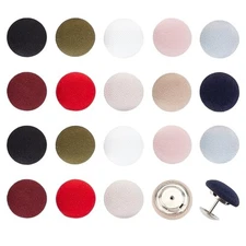  20 Sets Color Cloth Covered Buttons with Metal Shank, Baseball Cap Button Top 