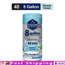 8 Gallon Drawstring Trash Bags Simply Clean Scent Microban Odor Control 40 Count