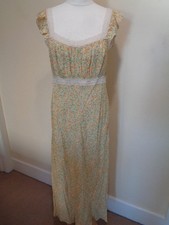 RIXO 'FARAH' YELLOW MULTI FLORAL PRINT MIDI DRESS WITH CROCHET TRIM - SIZE 14