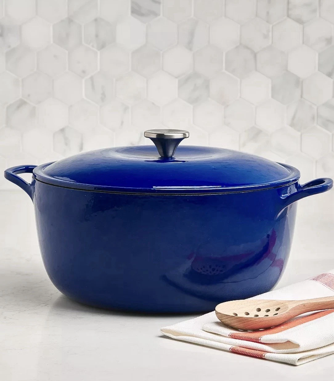 Cast Iron Dutch Oven Enameled 4 Quart Round Casserole Pot Blue The Cellar NEW