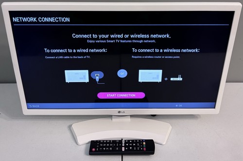 Used LG 24LJ4840 White 24" SMART LED TV Television w/ Remote & Power Cord 720p - Picture 2 of 12