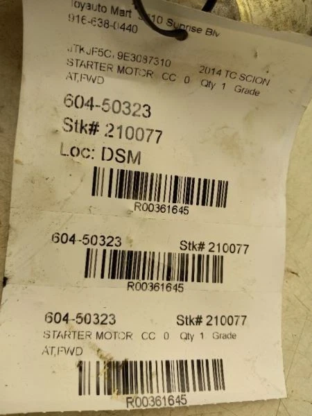 11-16 SCION TC TRACCIÓN DELANTERA A 1,7 KW MONTAJE MOTOR DE ARRANQUE  Foto 4 de 4