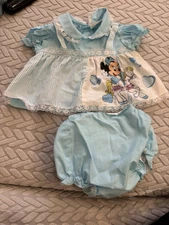 Disney Babies Vintage Baby Minnie Blue Dress And Bloomer Set Size 0-6 Months