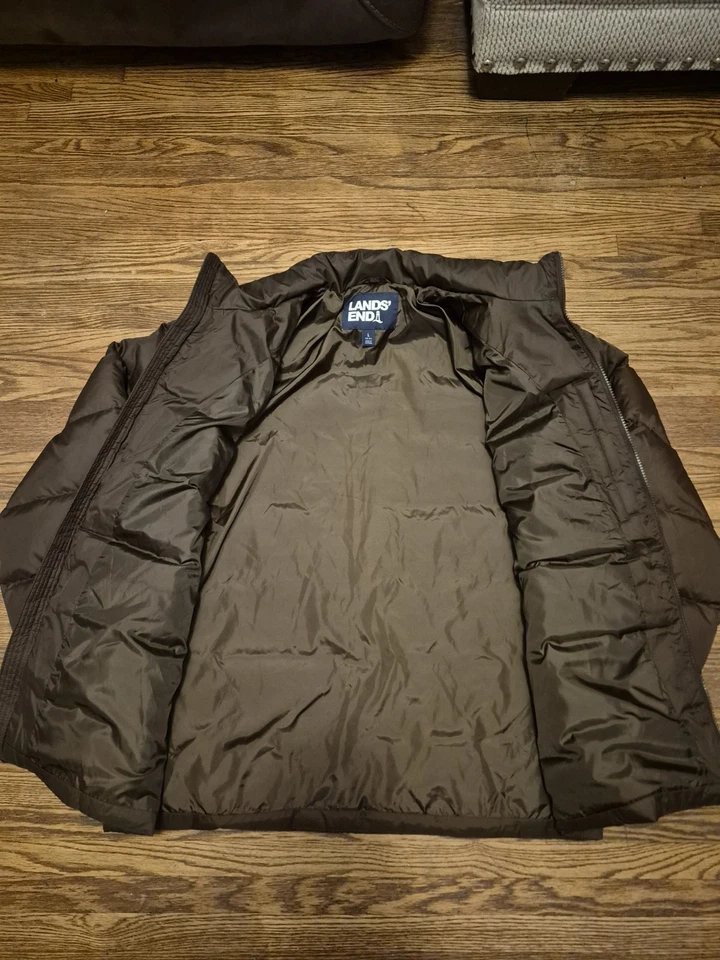 Abrigo acolchado Lands End talla grande marrón para hombre Foto 3 de 4