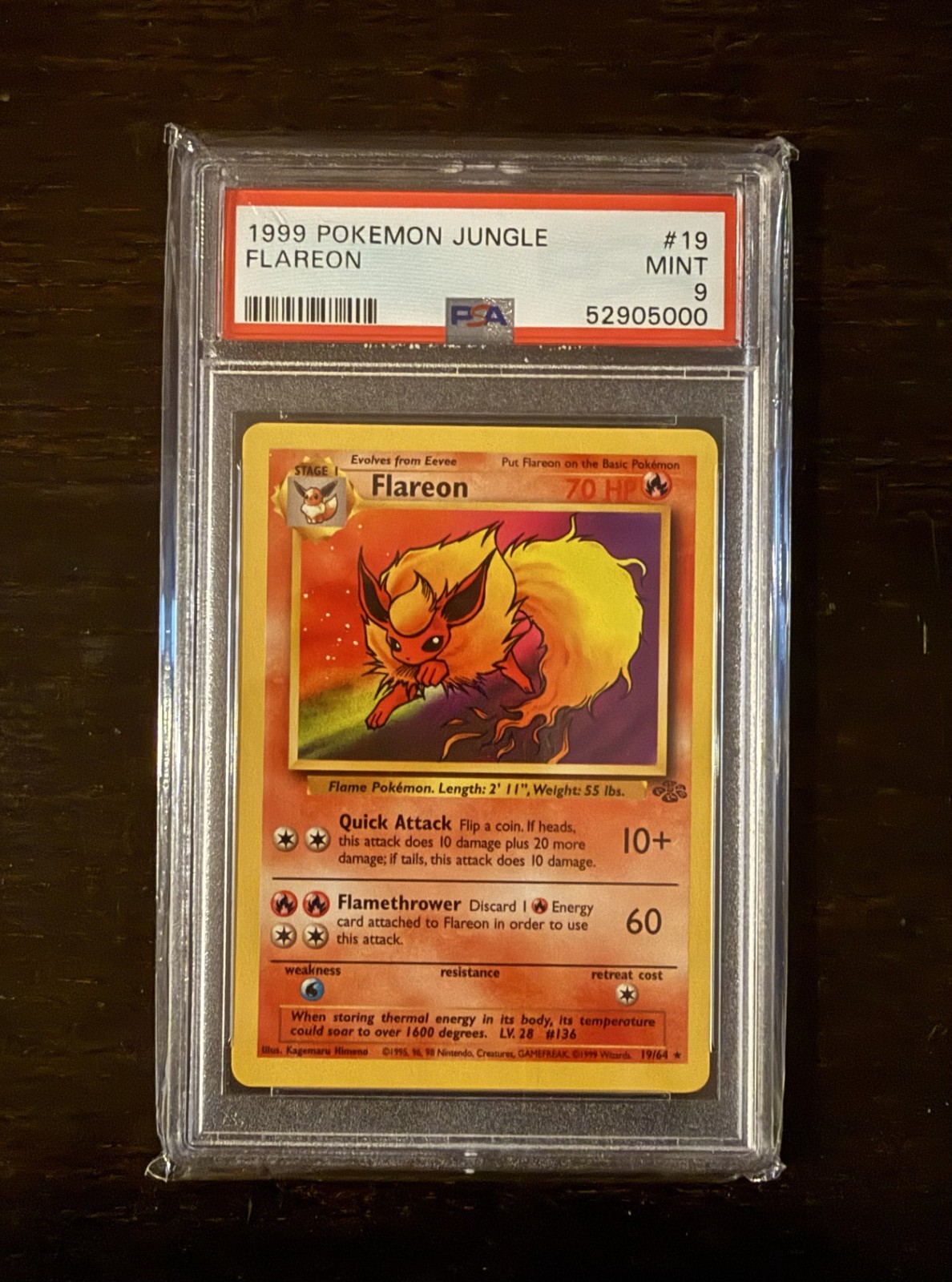 Pokémon 1999 Jungle Unlimited Flareon 19/64 PSA 9 MINT