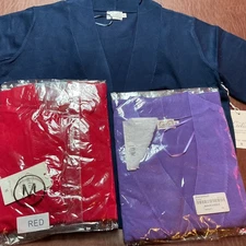 Cielo Blue/Red /Purple Open Front Lightweight Cardigan All Size M