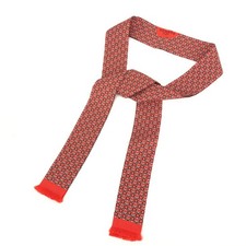 HERMES 240001165018 Silk Scarf Necktie Style Orange Unisex Authentic