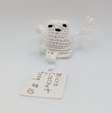 Handmade Micro Crocheted Frog, white