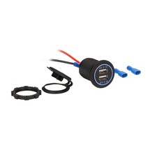 Install Bay IBR87 Dual USB Charger 4.2 Amp Flush Mount - Blue - Retail Pack