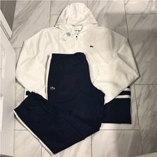 Lacoste Sport Men's Two Tone Tracksuit White Navy Blue 3XL New
