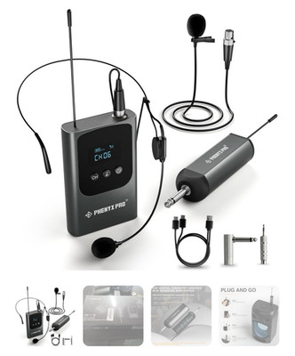 Phenyx Pro PDP-1-1B UHF Wireless Mic System Receiver Bodypack Headset/Lav Black
