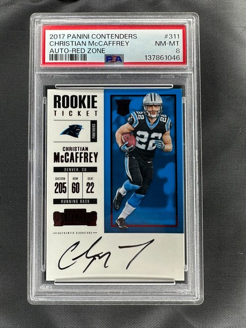 2017 Panini Contenders Christian McCaffrey Rookie Ticket RPS Red Zone Autograph
