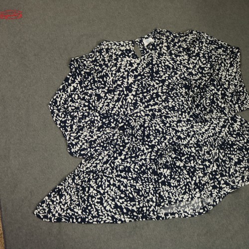 Time & Tru Floral Bohemian Tunic Blouse Long Sleeve Blue White XL 16-18 - Picture 3 of 24