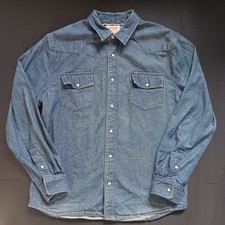 Levi's Western Denim Pearl Snap Button Down Jean Top Men's Large