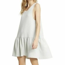 Free People Easy Street sleeveless mini dress in a textured light grey fabric