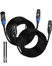 25ft XLR Cables 2 Pack, Balanced Microphone Cable 25 feet, Gold-Plated 3-Pin ...