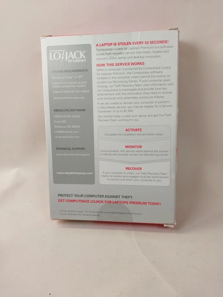 Computrace Lojack For Laptops Premium 3 Year Subscription Windows Version CD-ROM - Image 3 of 3