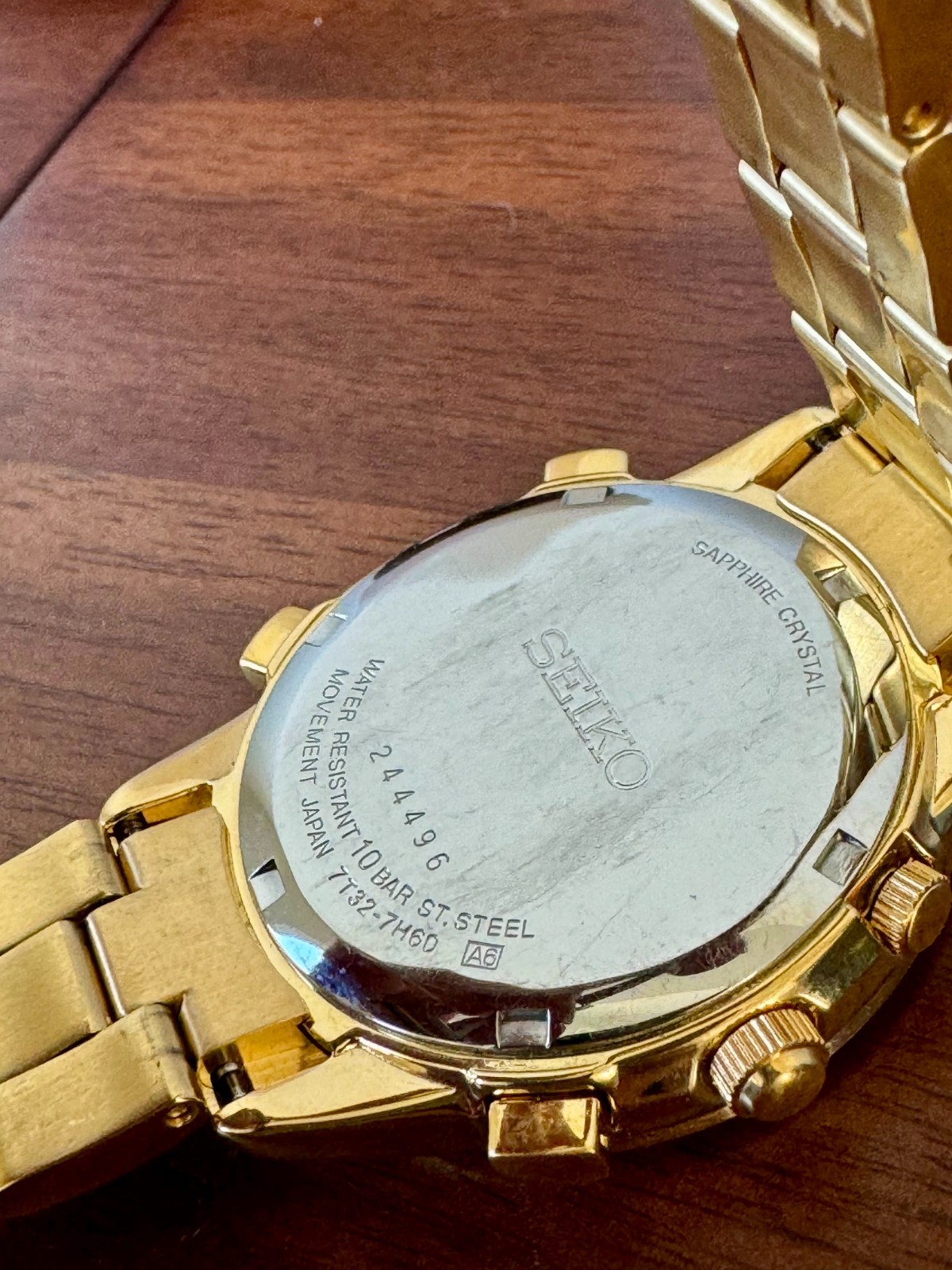 Rare Gold Seiko Chronograph 7T32-7H60 Quartz Men's Watch, Japan Made, Vintage image 3