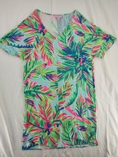 Lilly Pulitzer Dress Womens XS Multicolor Tropical Palm V-Neck T-Shirt Shift