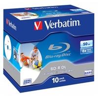 10X Verbatim BD-R Dl 50GB Rohlinge 6X Speed Jewel Case Blu-Ray-Disk Bedruckbar