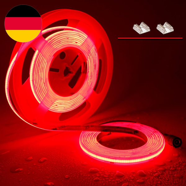 Topai Cob Led Streifen 5M Rot Wasserdicht IP65, Led Strip Rot 24V Aussenbereich-image