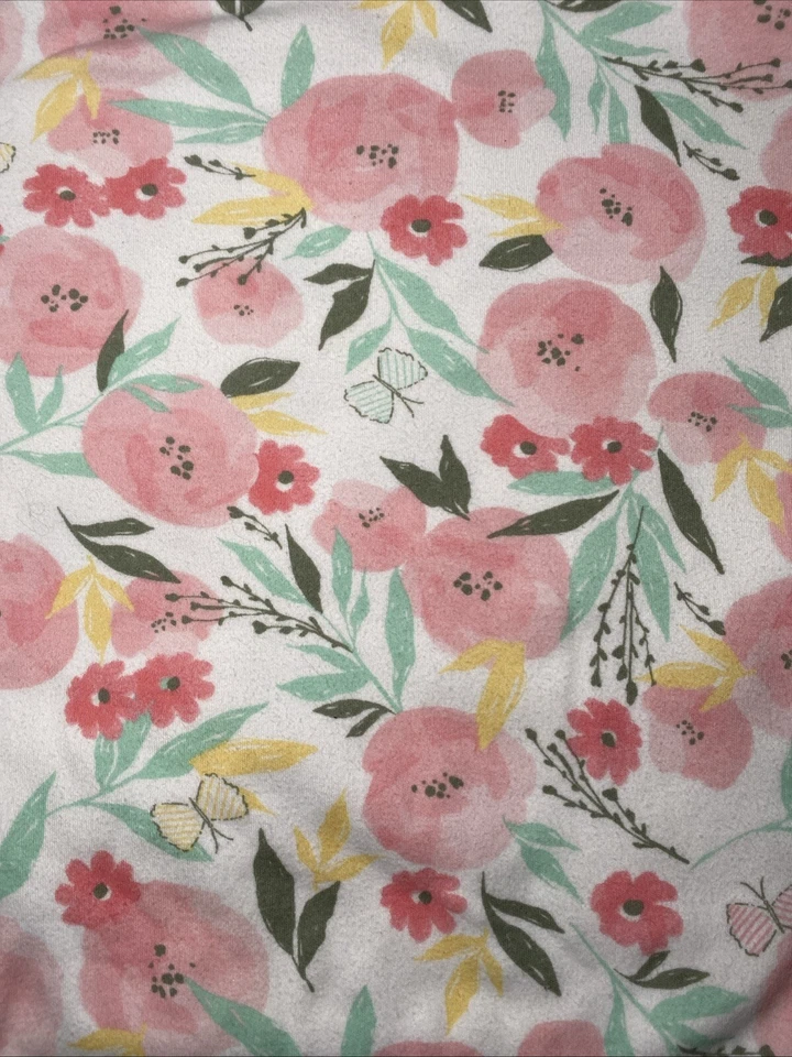 Двустороннее мягкое детское одеяло с розовыми цветами бабочками First Impressions - Изображение 3 из 4