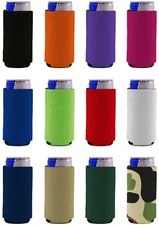 Blank 8.4 oz. Neoprene Collapsible Mini Slim Coolie, Choose Color & Quantity