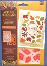 Autumn Blessings Collection Falling Leaves Embossing Folder & Stencil All New