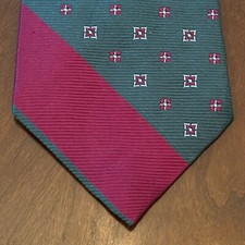 Vintage Nautica Burgundy Green Hand Made 100% Silk Men’s Neck Tie Made In Usa