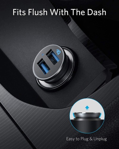 Anker PowerDrive II 2-Port 24W Alloy USB Autoladegerät Metall-Ladegerät Black - Bild 2 von 7