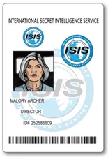 MALORY ARCHER FROM ARCHER ID NAME BADGE TAG PROP HALLOWEEN SAFETY PIN BACK