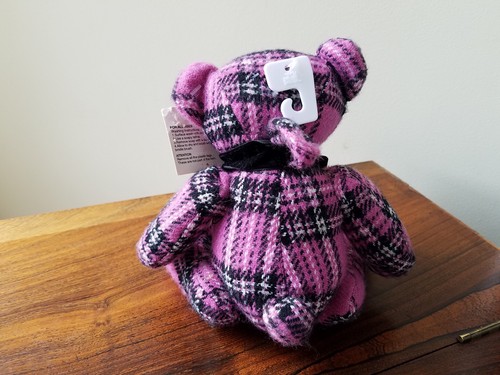 Dan Dee Purple Plaid 8" Teddy Bear with Black Velvet Neck Tie (New) - Picture 3 of 7