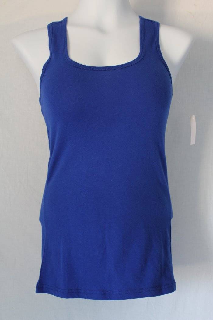 NEW Womens Tank Top Size Large Ladies Shirt Fitted Stretch Blue T-Back