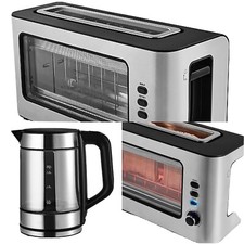glass kettle and toaster Stainless Steel Glass Fronted 2-Slice Toaster