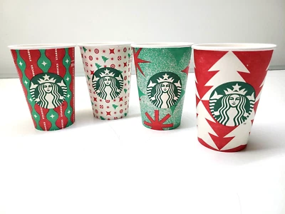 Starbucks Coffee Disposable Paper Cups Qty 100 12oz Christmas Holiday NO LIDS