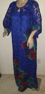 African print long Blue Beaded Lace women clothing dashiki Maxi dress | eBay African print long Blue Beaded Lace women clothing dashiki Maxi dress | eBay