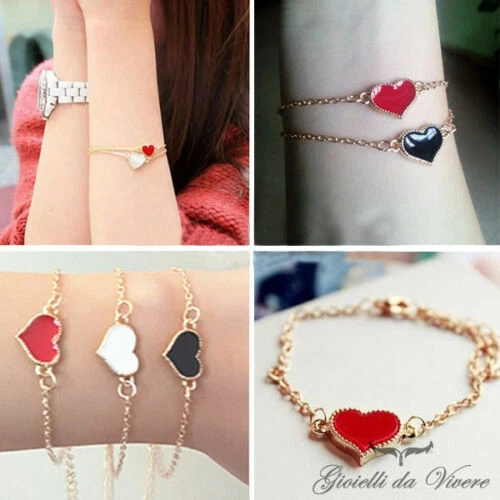 Bracciali di bigiotteria rossi a cuore