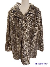 Bargain Dennis Basso Faux Fur Animal Print Coat Size 3x.