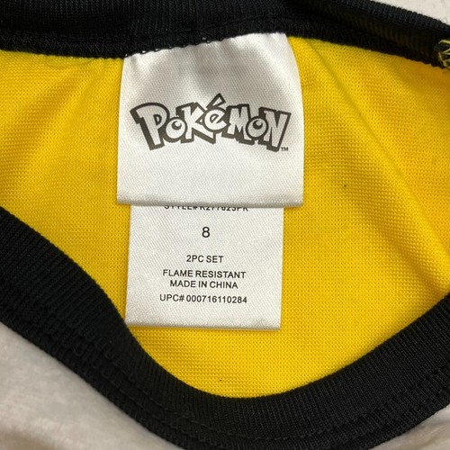 Pokemon Yellow Fleece Graphic Print Long Sleeve Pajama Shirt Boys Size 8 NEW - Picture 2 of 9