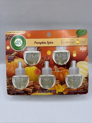 Air Wick LIMITED EDITION - Pumpkin Spice Refills, 5 Bottles, Up To 300 Days !
