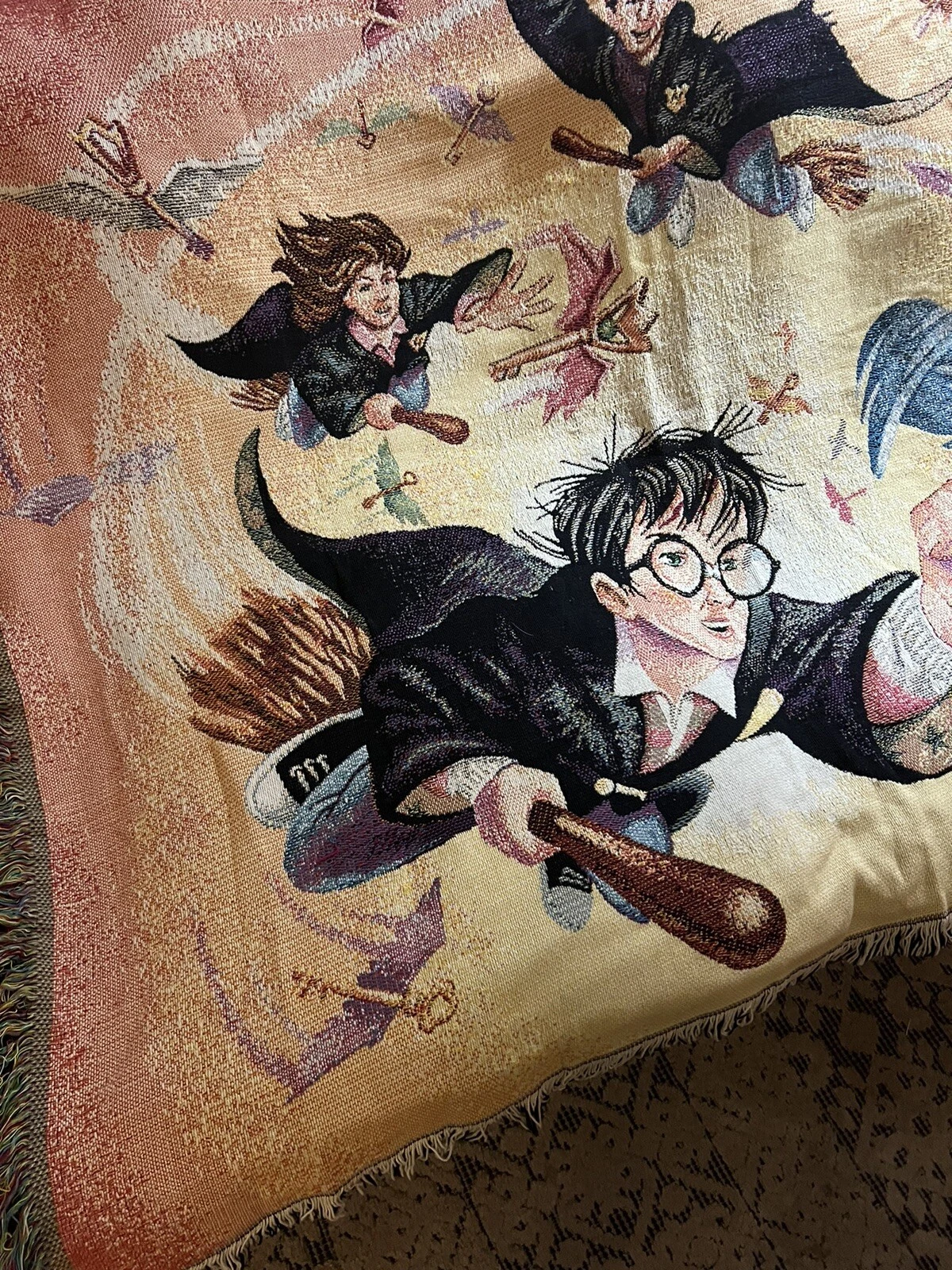 Harry Potter The Key Tapestry Throw Blanket Woven  Vintage 2000 46" x 60"