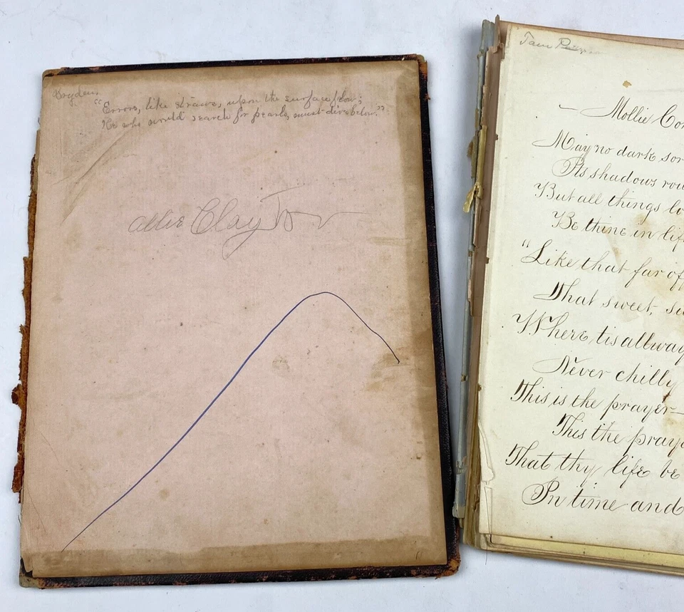 1850s Friendship Album Autograph Book Handwritten Poems & Sketches Delaware VTG - Image 2 of 4