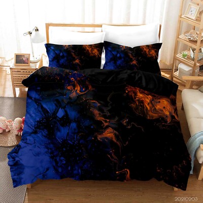 3D Marble Texture Blue Yellow Quilt Cover Set Bedding Sets Pillowcases 64