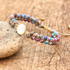 Sea Sediment Opal Handmade Braided Healing Chakra Bohemian Women Bracelet Gifts