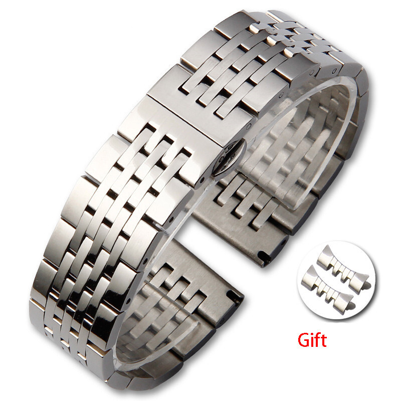 Premium solid stainless steel watch strap metal band universal 12-24 elbow free