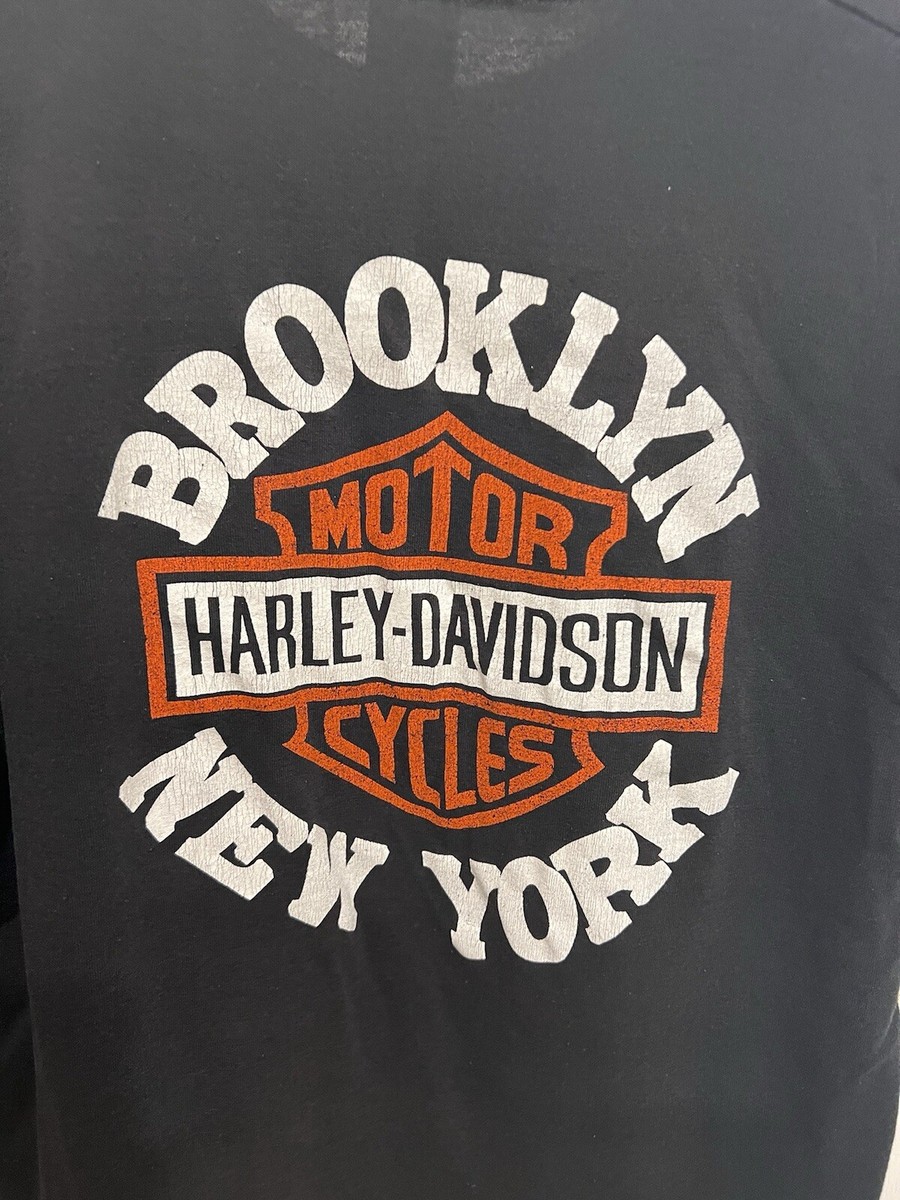 Vintage 80s Brooklyn NY Harley Davidson Motorcycles T-Shirt The