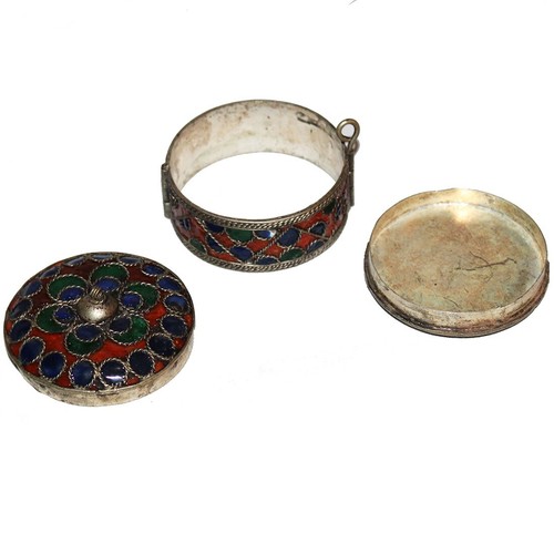 Boîte ancienne / bracelet ethnique berbère en métal argenté - Picture 7 of 12